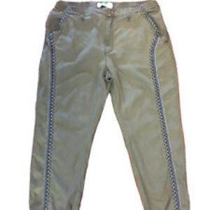 Details By Anthropologie Army Green Emb. Pant